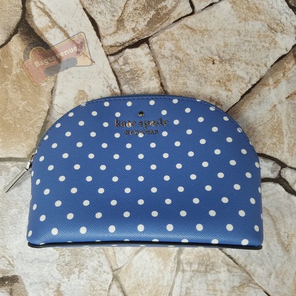 Kate Spade Staci Tea Garden Blue White Polka Dot Dome  Small Dome Cosmetic Staci Garden Dot Kate Spade Blue White